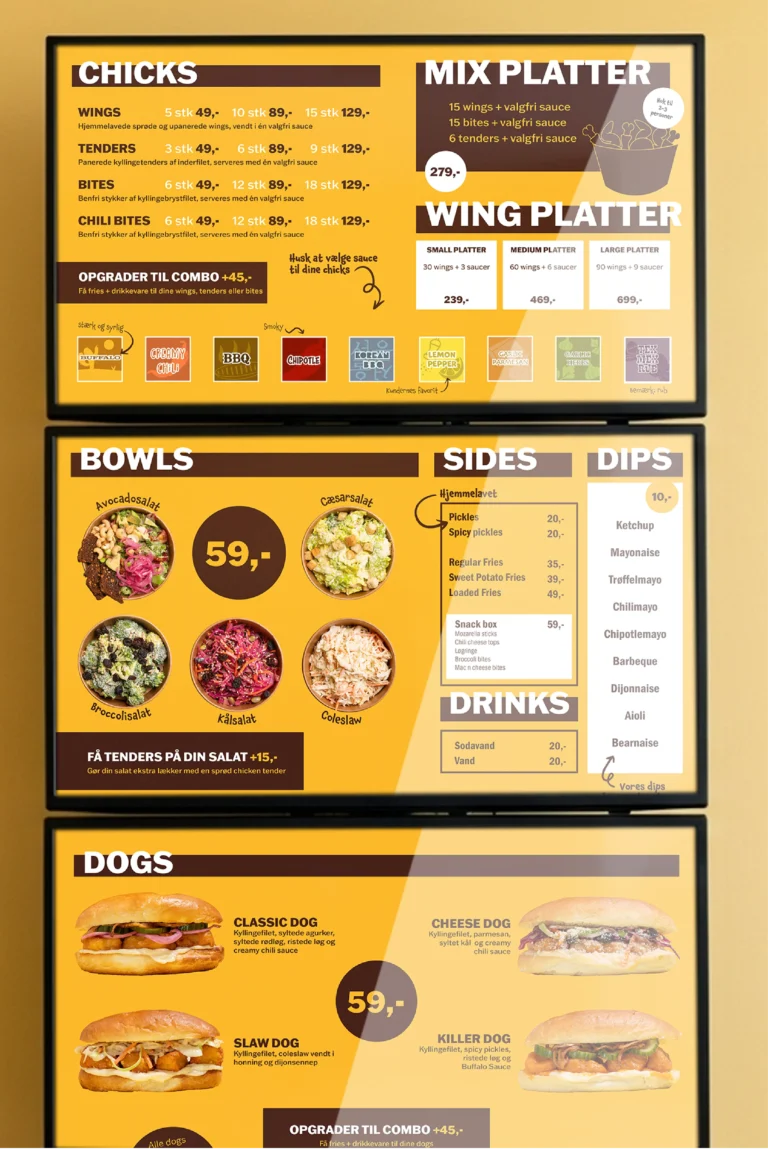 Wingit – menukort designet af Studio OnBrand