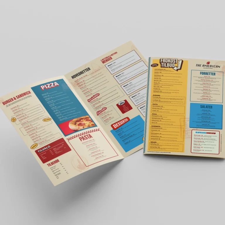 The American – menukort designet af Studio OnBrand